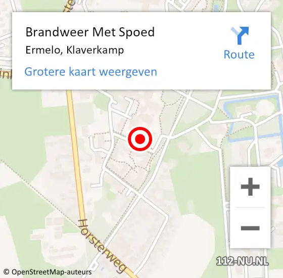 Locatie op kaart van de 112 melding: Brandweer Met Spoed Naar Ermelo, Klaverkamp op 18 oktober 2024 17:44