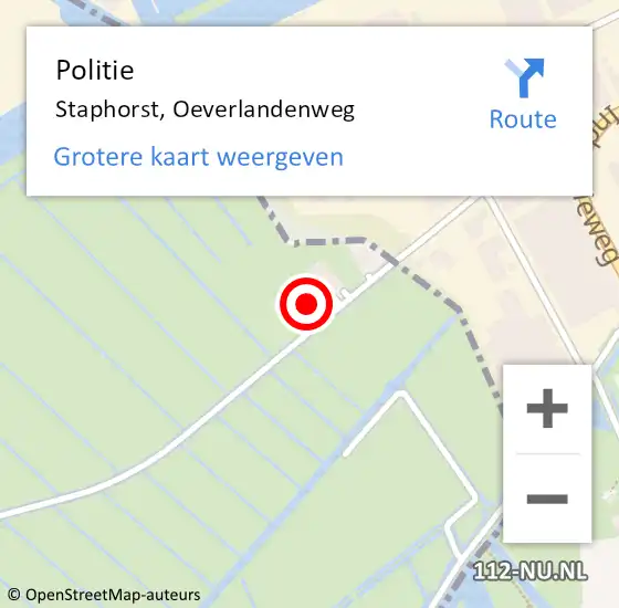 Locatie op kaart van de 112 melding: Politie Staphorst, Oeverlandenweg op 18 oktober 2024 18:06