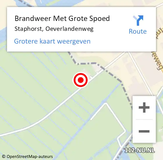 Locatie op kaart van de 112 melding: Brandweer Met Grote Spoed Naar Staphorst, Oeverlandenweg op 18 oktober 2024 18:07