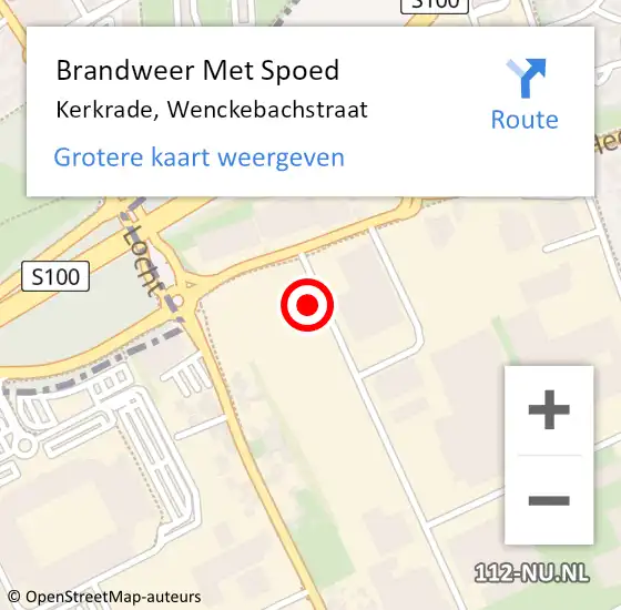 Locatie op kaart van de 112 melding: Brandweer Met Spoed Naar Kerkrade, Wenckebachstraat op 18 oktober 2024 18:14