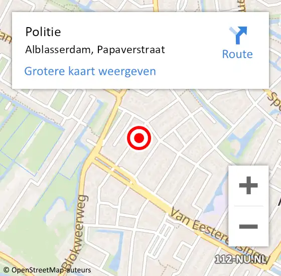 Locatie op kaart van de 112 melding: Politie Alblasserdam, Papaverstraat op 18 oktober 2024 18:29