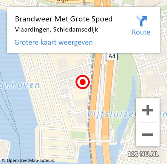 Locatie op kaart van de 112 melding: Brandweer Met Grote Spoed Naar Vlaardingen, Schiedamsedijk op 18 oktober 2024 18:29