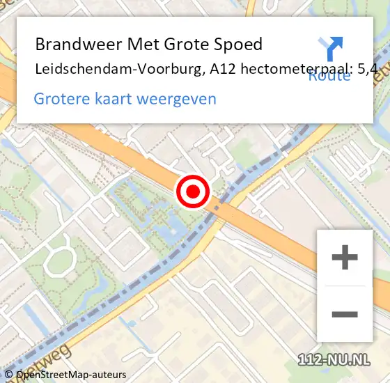 Locatie op kaart van de 112 melding: Brandweer Met Grote Spoed Naar Leidschendam-Voorburg, A12 hectometerpaal: 5,4 op 18 oktober 2024 18:40