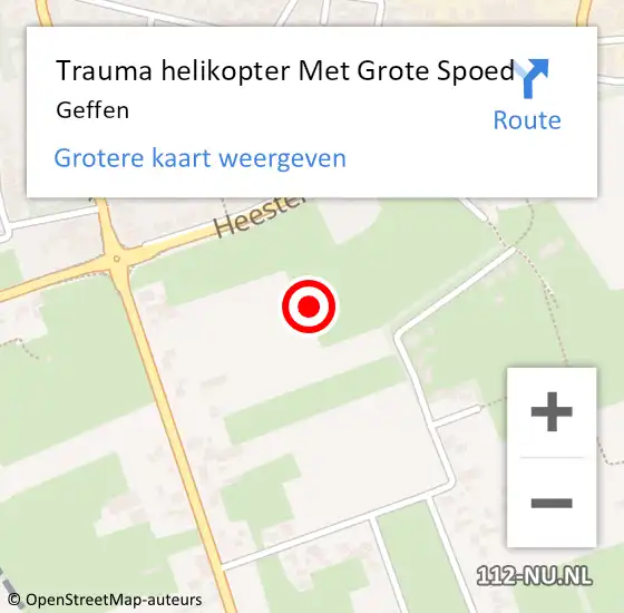 Locatie op kaart van de 112 melding: Trauma helikopter Met Grote Spoed Naar Geffen op 18 oktober 2024 18:45