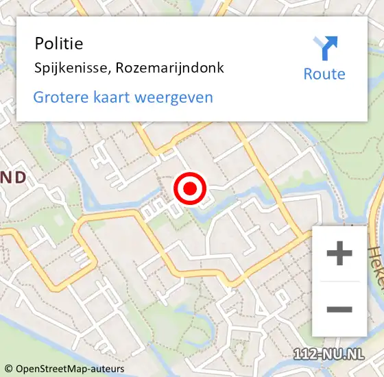 Locatie op kaart van de 112 melding: Politie Spijkenisse, Rozemarijndonk op 18 oktober 2024 18:48