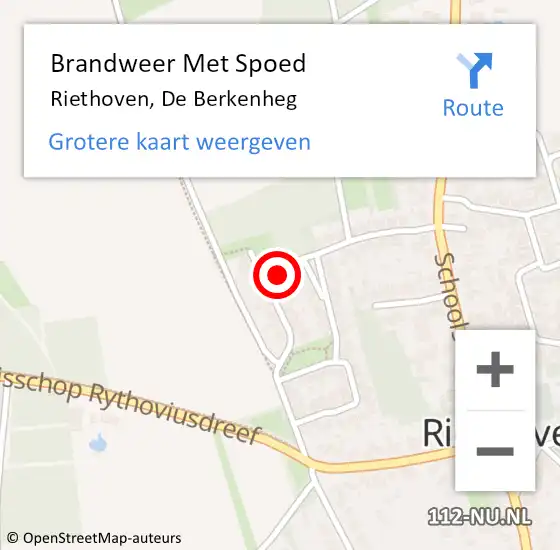 Locatie op kaart van de 112 melding: Brandweer Met Spoed Naar Riethoven, De Berkenheg op 18 oktober 2024 18:49