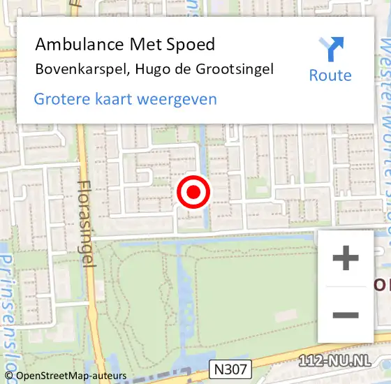 Locatie op kaart van de 112 melding: Ambulance Met Spoed Naar Bovenkarspel, Hugo de Grootsingel op 18 oktober 2024 18:50