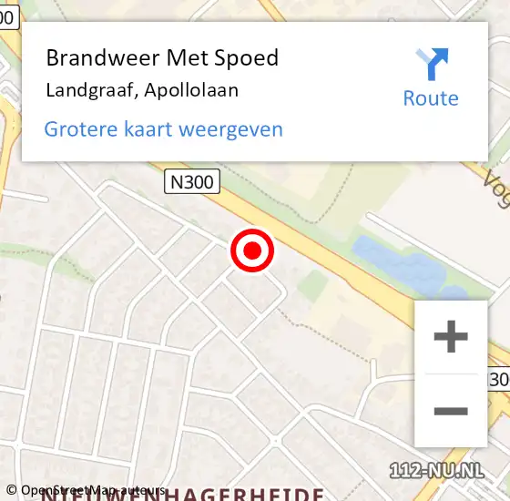 Locatie op kaart van de 112 melding: Brandweer Met Spoed Naar Landgraaf, Apollolaan op 18 oktober 2024 18:53