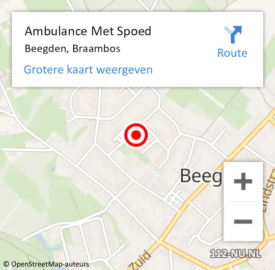 Locatie op kaart van de 112 melding: Ambulance Met Spoed Naar Beegden, Braambos op 18 oktober 2024 19:09