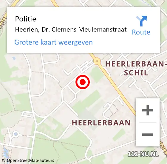 Locatie op kaart van de 112 melding: Politie Heerlen, Dr. Clemens Meulemanstraat op 18 oktober 2024 19:18