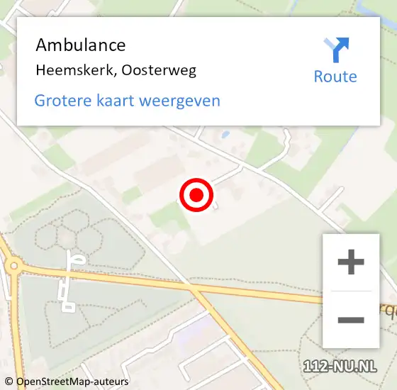 Locatie op kaart van de 112 melding: Ambulance Heemskerk, Oosterweg op 18 oktober 2024 19:26