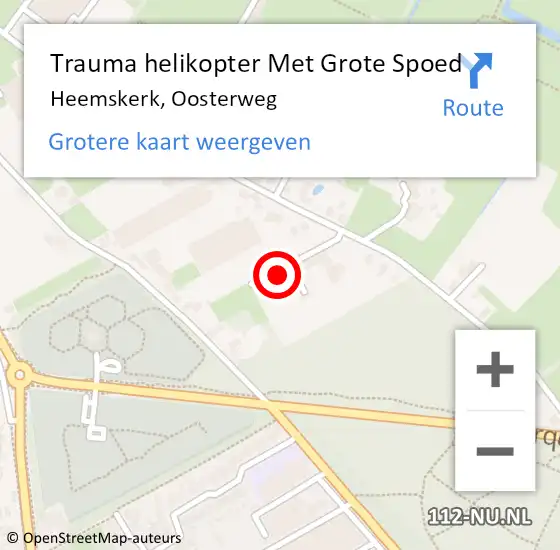 Locatie op kaart van de 112 melding: Trauma helikopter Met Grote Spoed Naar Heemskerk, Oosterweg op 18 oktober 2024 19:27