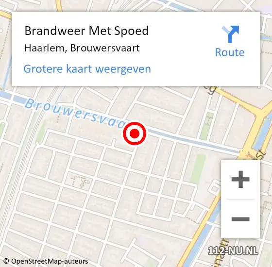 Locatie op kaart van de 112 melding: Brandweer Met Spoed Naar Haarlem, Brouwersvaart op 18 oktober 2024 19:36