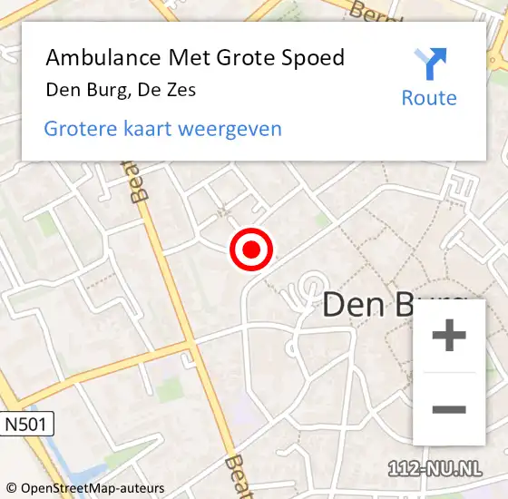 Locatie op kaart van de 112 melding: Ambulance Met Grote Spoed Naar Den Burg, De Zes op 18 oktober 2024 19:41