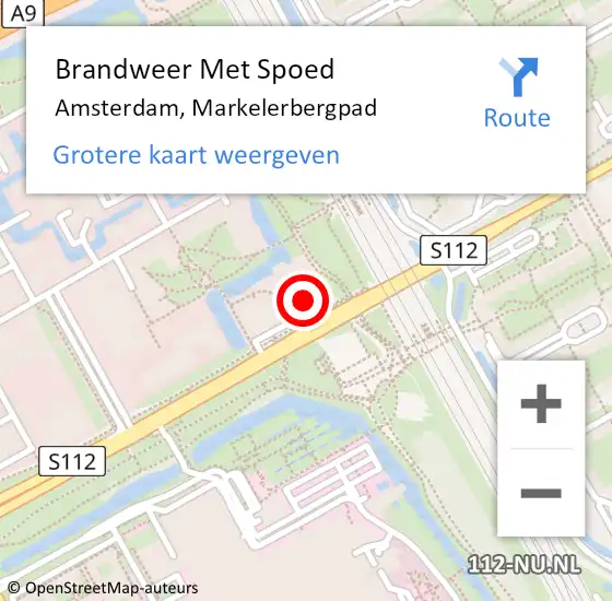 Locatie op kaart van de 112 melding: Brandweer Met Spoed Naar Amsterdam, Markelerbergpad op 18 oktober 2024 19:47