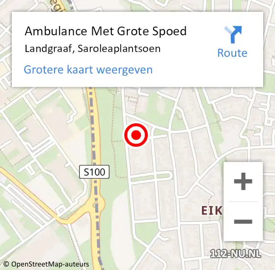 Locatie op kaart van de 112 melding: Ambulance Met Grote Spoed Naar Landgraaf, Saroleaplantsoen op 23 oktober 2014 22:01