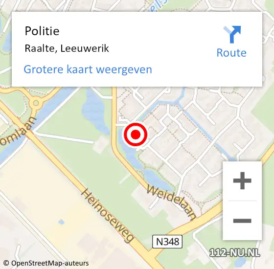 Locatie op kaart van de 112 melding: Politie Raalte, Leeuwerik op 18 oktober 2024 20:01