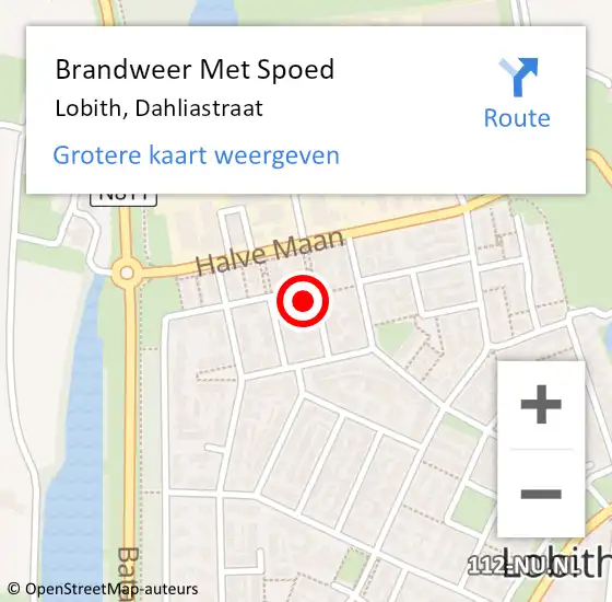 Locatie op kaart van de 112 melding: Brandweer Met Spoed Naar Lobith, Dahliastraat op 18 oktober 2024 20:03