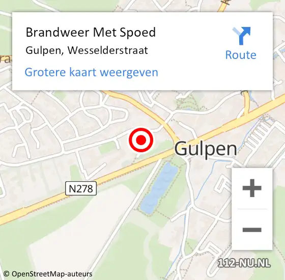 Locatie op kaart van de 112 melding: Brandweer Met Spoed Naar Gulpen, Wesselderstraat op 18 oktober 2024 20:25