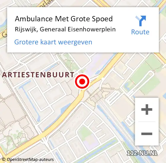 Locatie op kaart van de 112 melding: Ambulance Met Grote Spoed Naar Rijswijk, Generaal Eisenhowerplein op 18 oktober 2024 20:30