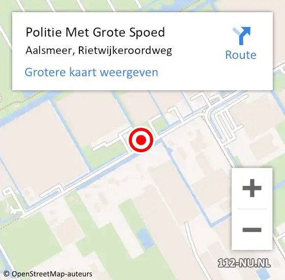 Locatie op kaart van de 112 melding: Politie Met Grote Spoed Naar Aalsmeer, Rietwijkeroordweg op 18 oktober 2024 20:54