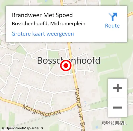 Locatie op kaart van de 112 melding: Brandweer Met Spoed Naar Bosschenhoofd, Midzomerplein op 18 oktober 2024 21:26