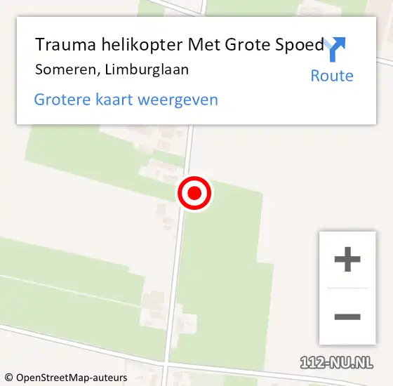 Locatie op kaart van de 112 melding: Trauma helikopter Met Grote Spoed Naar Someren, Limburglaan op 18 oktober 2024 21:27