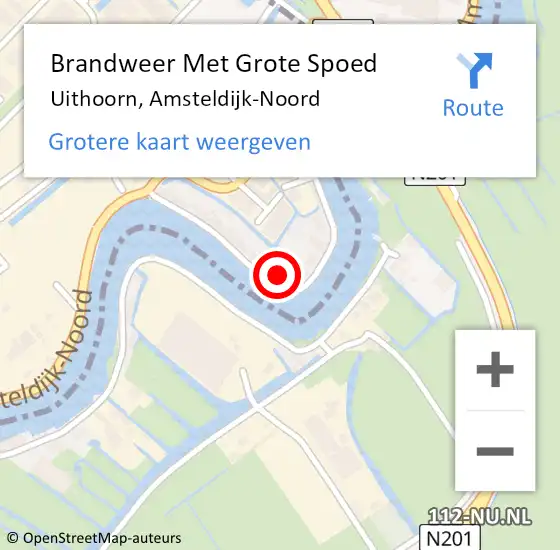 Locatie op kaart van de 112 melding: Brandweer Met Grote Spoed Naar Uithoorn, Amsteldijk-Noord op 18 oktober 2024 21:34