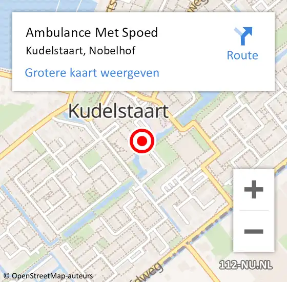 Locatie op kaart van de 112 melding: Ambulance Met Spoed Naar Kudelstaart, Nobelhof op 18 oktober 2024 21:37