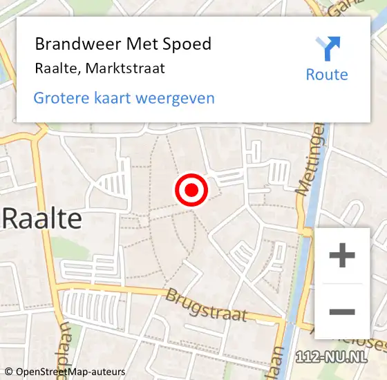 Locatie op kaart van de 112 melding: Brandweer Met Spoed Naar Raalte, Marktstraat op 18 oktober 2024 21:48