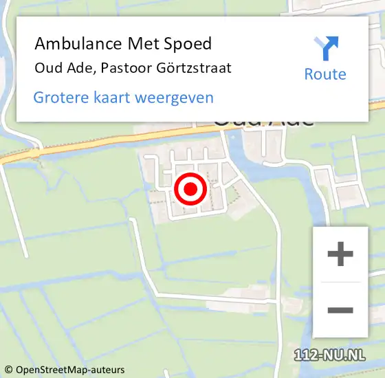 Locatie op kaart van de 112 melding: Ambulance Met Spoed Naar Oud Ade, Pastoor Görtzstraat op 18 oktober 2024 21:57