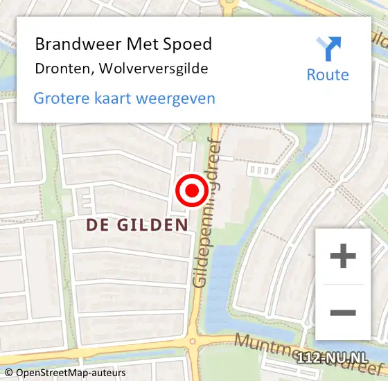 Locatie op kaart van de 112 melding: Brandweer Met Spoed Naar Dronten, Wolverversgilde op 18 oktober 2024 22:15