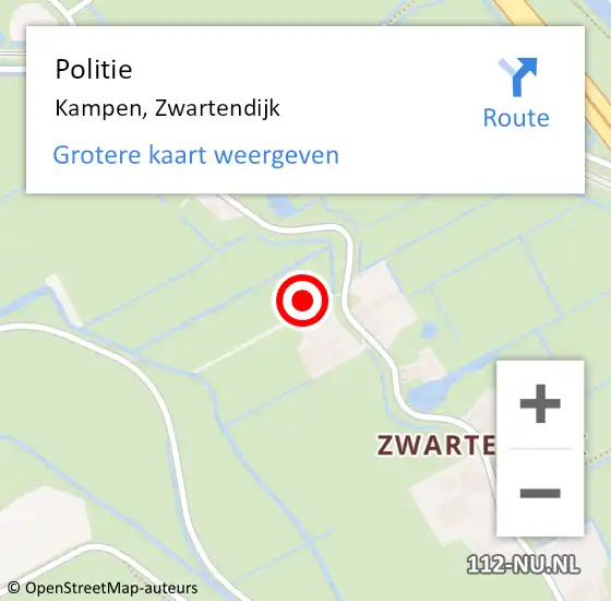 Locatie op kaart van de 112 melding: Politie Kampen, Zwartendijk op 18 oktober 2024 22:25