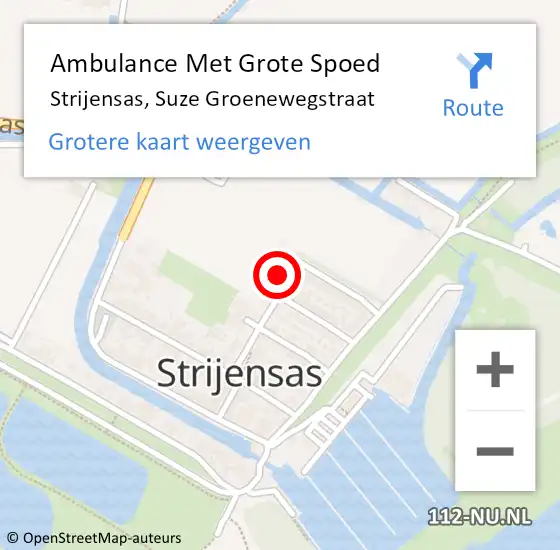 Locatie op kaart van de 112 melding: Ambulance Met Grote Spoed Naar Strijensas, Suze Groenewegstraat op 18 oktober 2024 22:49