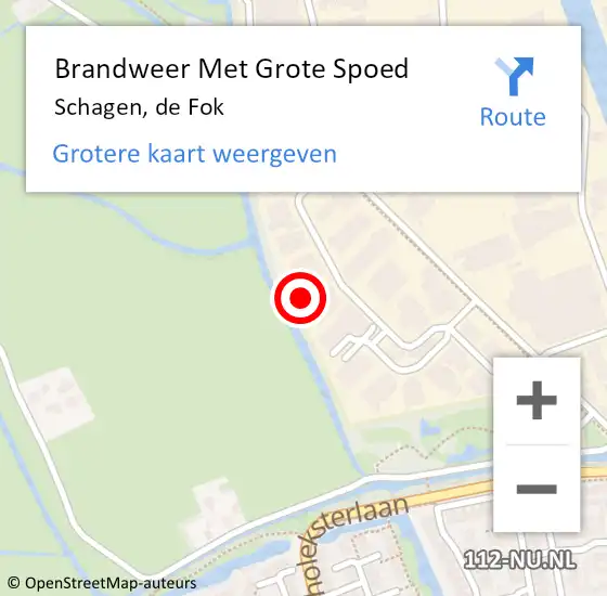 Locatie op kaart van de 112 melding: Brandweer Met Grote Spoed Naar Schagen, de Fok op 18 oktober 2024 22:52