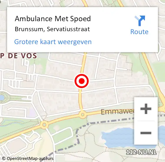 Locatie op kaart van de 112 melding: Ambulance Met Spoed Naar Brunssum, Servatiusstraat op 23 oktober 2014 22:28