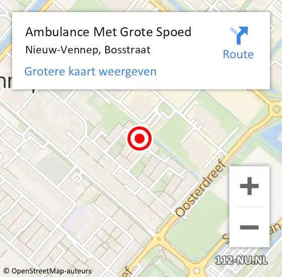 Locatie op kaart van de 112 melding: Ambulance Met Grote Spoed Naar Nieuw-Vennep, Bosstraat op 18 oktober 2024 23:38