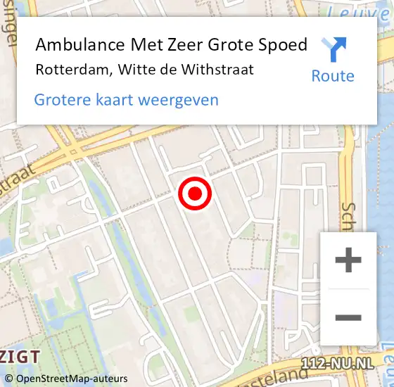 Locatie op kaart van de 112 melding: Ambulance Met Zeer Grote Spoed Naar Rotterdam, Witte de Withstraat op 19 oktober 2024 00:17