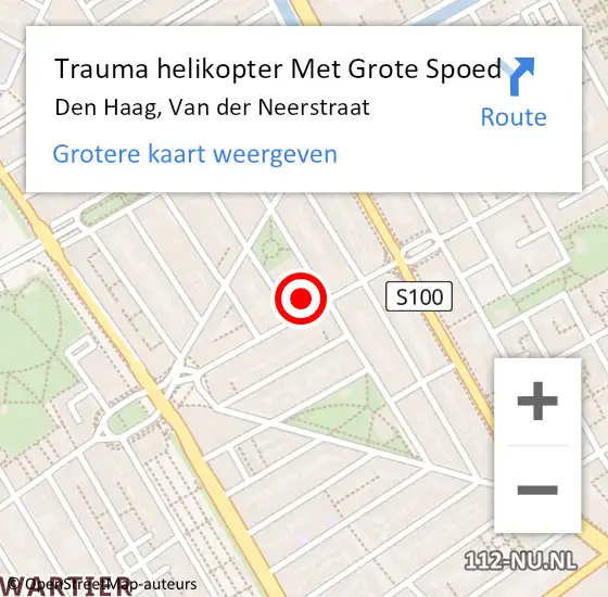 Locatie op kaart van de 112 melding: Trauma helikopter Met Grote Spoed Naar Den Haag, Van der Neerstraat op 19 oktober 2024 00:18