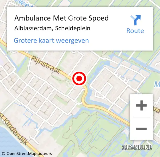 Locatie op kaart van de 112 melding: Ambulance Met Grote Spoed Naar Alblasserdam, Scheldeplein op 19 oktober 2024 00:24