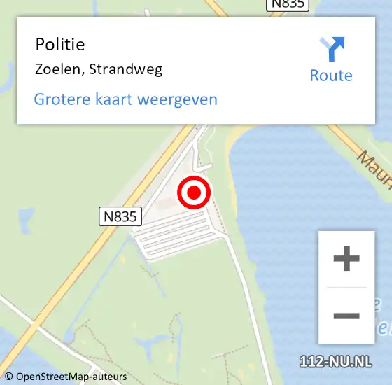 Locatie op kaart van de 112 melding: Politie Zoelen, Strandweg op 19 oktober 2024 00:25