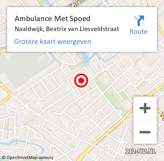 Locatie op kaart van de 112 melding: Ambulance Met Spoed Naar Naaldwijk, Beatrix van Liesveldstraat op 19 oktober 2024 00:27