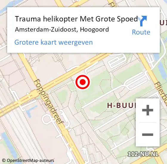 Locatie op kaart van de 112 melding: Trauma helikopter Met Grote Spoed Naar Amsterdam, Hoogoord op 19 oktober 2024 01:42