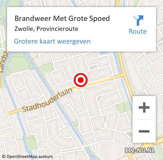 Locatie op kaart van de 112 melding: Brandweer Met Grote Spoed Naar Zwolle, Provincieroute op 19 oktober 2024 02:23