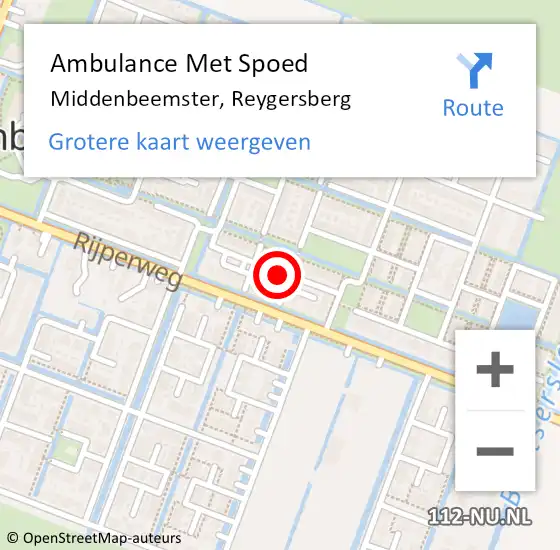 Locatie op kaart van de 112 melding: Ambulance Met Spoed Naar Middenbeemster, Reygersberg op 19 oktober 2024 03:02