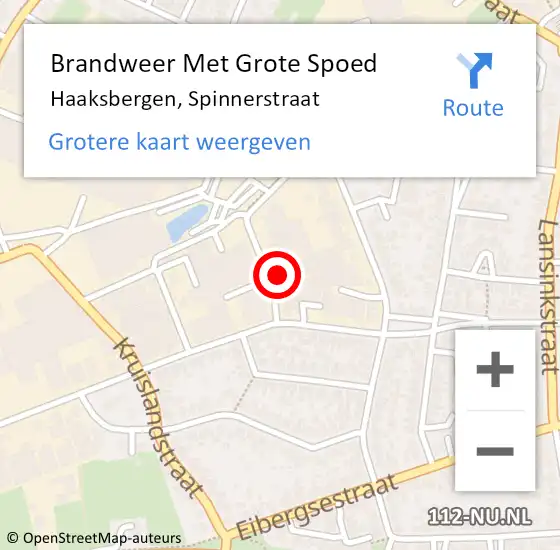 Locatie op kaart van de 112 melding: Brandweer Met Grote Spoed Naar Haaksbergen, Spinnerstraat op 19 oktober 2024 03:04