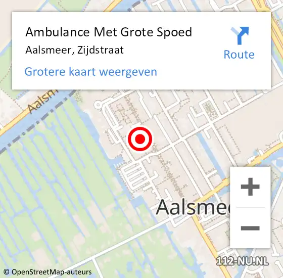 Locatie op kaart van de 112 melding: Ambulance Met Grote Spoed Naar Aalsmeer, Zijdstraat op 19 oktober 2024 03:55