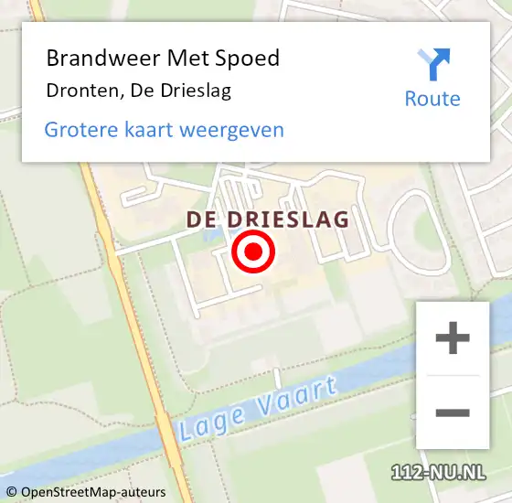 Locatie op kaart van de 112 melding: Brandweer Met Spoed Naar Dronten, De Drieslag op 19 oktober 2024 04:10