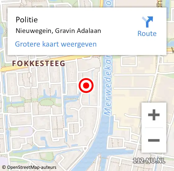 Locatie op kaart van de 112 melding: Politie Nieuwegein, Gravin Adalaan op 19 oktober 2024 04:11