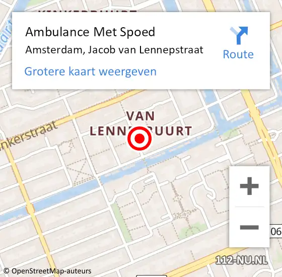 Locatie op kaart van de 112 melding: Ambulance Met Spoed Naar Amsterdam, Jacob van Lennepstraat op 19 oktober 2024 04:28